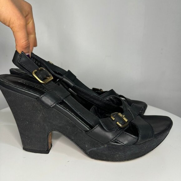 Couture Donald J. Pliner Black Strappy Platform Heels -10M - Made in Italy - Picture 1 of 7